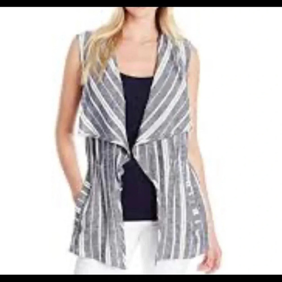 Chaus Women’s Anorak Striped Linen Vest - Picture 2 of 12
